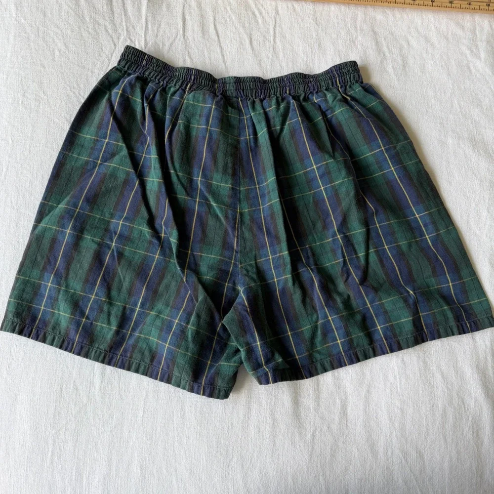 Disney Store Mens Mickey Mouse Plaid Boxer Shorts Green Blue Woven Cotton Small